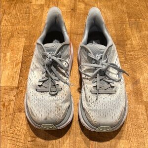 Hoka Gray and Orange Running Shoes